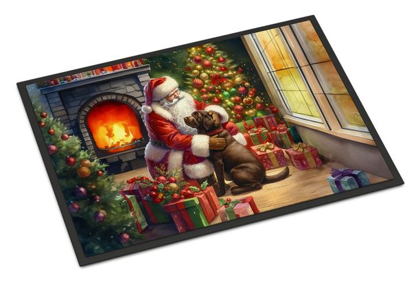 Labrador Retriever And Santa Claus Doormat Front Door Mat Indoor Outdoor Rugs For Entryway, Non Slip Washable Low Pile, 24H X 36W_maomaolike.com