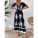 Women's V-neck bat sleeve waist jumpsuit_maomaolike.com