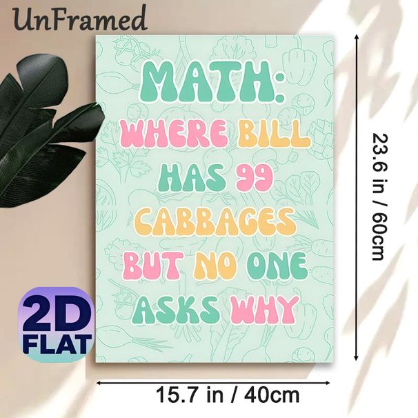 Math Humor Painting Poster, Pastel Colored Retro Typographic Poster, Witty Math-themed Wall Decor Suitable For Classroom, Study Area_maomaolike.com