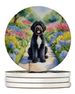 Portuguese Water Dog Spring Path Large Sandstone Coasters Pack Of 4 Absorbent Round Coasters Decor Gifts For Men Or Women, 4 In, Multicolor_maomaolike.com