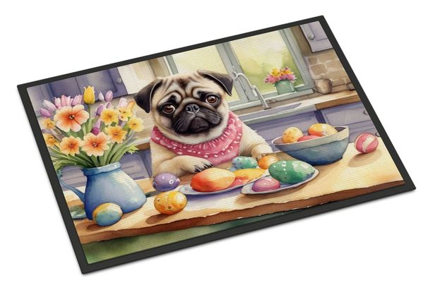 Decorating Easter Pug Doormat Front Door Mat Indoor Outdoor Rugs For Entryway, Non Slip Washable Low Pile, 24H X 36W_maomaolike.com