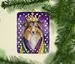 Sheltie King Of Mardi Gras Porcelain Ornament Christmas Tree Hanging Decorations For Home Christmas Holiday, Rectangle, Gift, Multicolor_maomaolike.com