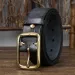 HOT 3.8cm Top Cowhide Fashion High Quality Genuine Leather Men Copper Buckle Strap for Male Wide Retro Belt_maomaolike.com