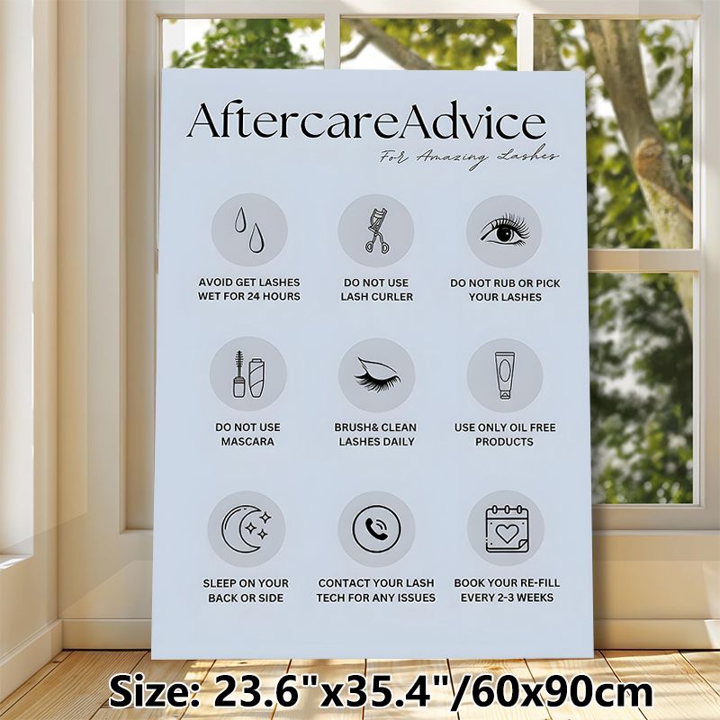 Lash Aftercare Advice Painting Poster, Minimalist Line Art Graphic Poster, Practical Lash Maintenance Guidance, Ideal For Beauty Salons And Lash_maomaolike.com