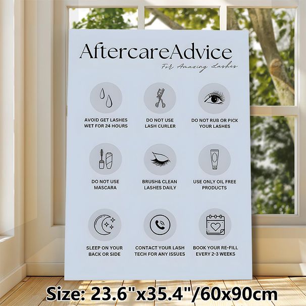 Lash Aftercare Advice Painting Poster, Minimalist Line Art Graphic Poster, Practical Lash Maintenance Guidance, Ideal For Beauty Salons And Lash_maomaolike.com