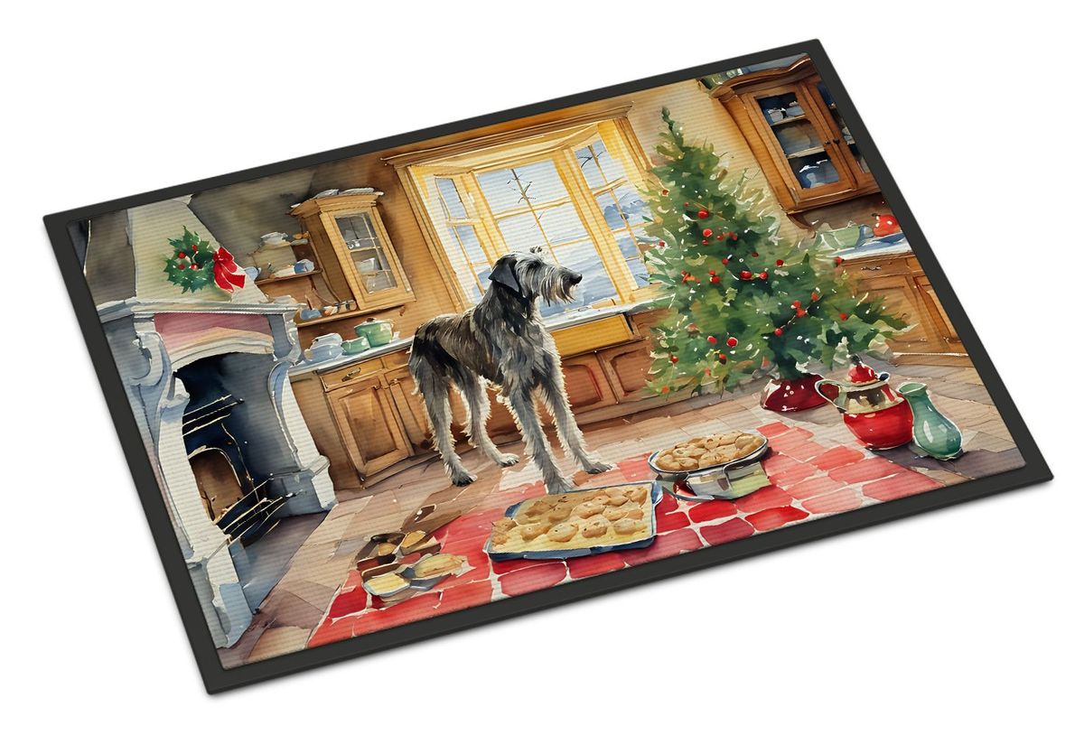 Irish Wolfhound Christmas Cookies Doormat Front Door Mat Indoor Outdoor Rugs For Entryway, Non Slip Washable Low Pile, 24H X 36W_maomaolike.com