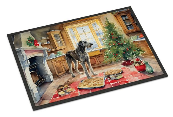 Irish Wolfhound Christmas Cookies Doormat Front Door Mat Indoor Outdoor Rugs For Entryway, Non Slip Washable Low Pile, 24H X 36W_maomaolike.com