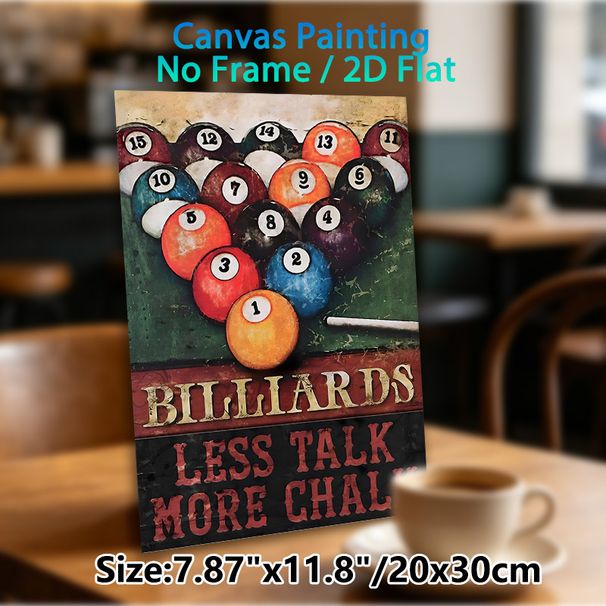 Billiards Themed Painting Poster, Vintage Distressed Billiard Balls & Slogan Poster, Retro Decorative Piece Ideal For Billiards Room, Game Room_maomaolike.com