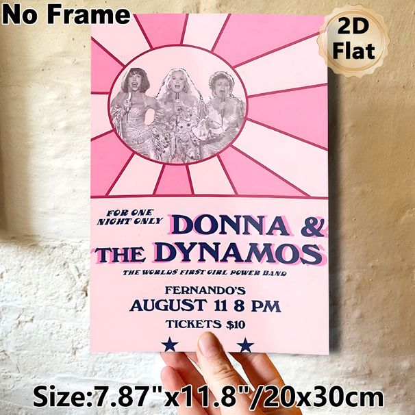 Donna & The Dynamos Themed Painting Poster, Vintage Retro Pink-hued Live Show Scene Poster, Nostalgic Band-inspired Decor Ideal For Home, Music Room_maomaolike.com