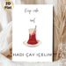 Turkish Tea Themed Painting Poster, Minimalist Illustrated Tea Cup & Quote Poster, Relaxing Design, Suitable For Kitchen And Dining Room Decor_maomaolike.com