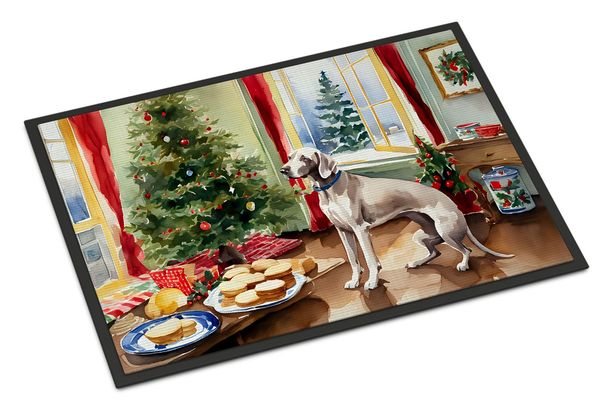 Weimaraner Christmas Cookies Doormat Front Door Mat Indoor Outdoor Rugs For Entryway, Non Slip Washable Low Pile, 24H X 36W_maomaolike.com
