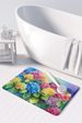 Hydrangeas In Watercolor Memory Foam Kitchen Mat Machine Washable Anti-Fatigue Mat Cushion Comfort Bath Mat Or Kitchen Rug_maomaolike.com