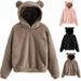 Women's Clothing autumn and winter new fluffy rabbit ears hooded warm sweater sweater_maomaolike.com