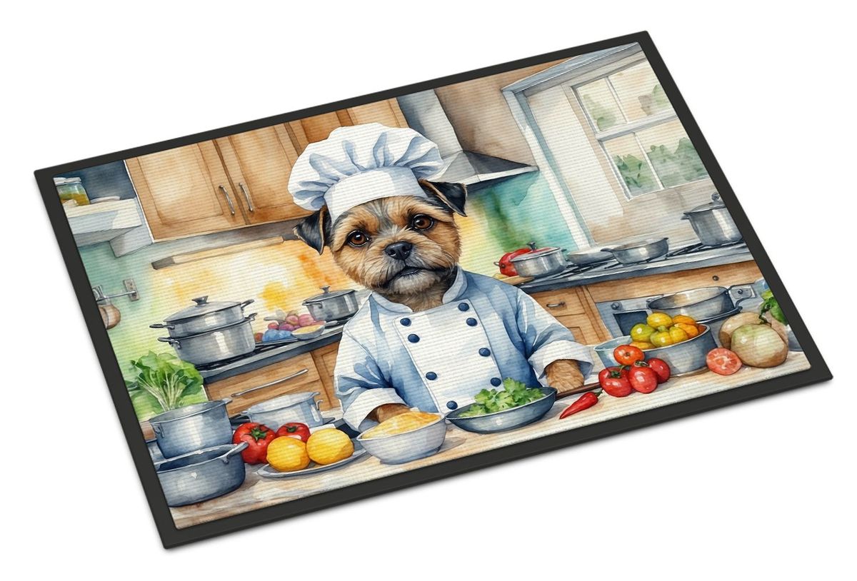 Border Terrier The Chef Doormat Front Door Mat Indoor Outdoor Rugs For Entryway, Non Slip Washable Low Pile, 24H X 36W_maomaolike.com