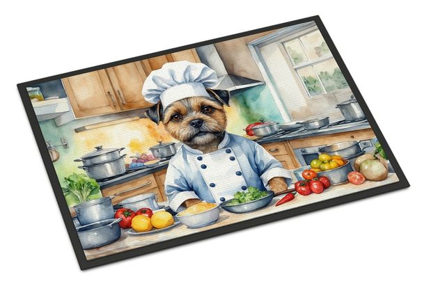 Border Terrier The Chef Doormat Front Door Mat Indoor Outdoor Rugs For Entryway, Non Slip Washable Low Pile, 24H X 36W_maomaolike.com