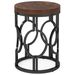 Round End Table, Industrial Side Table With Metal Hollow Frame_maomaolike.com