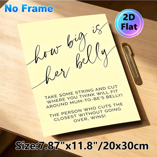 Belly Guessing Baby Shower Game Painting Poster, Soft-hued Stylish Cursive & Bold Text Poster, Engaging Party Activity Ideal For Baby Shower_maomaolike.com