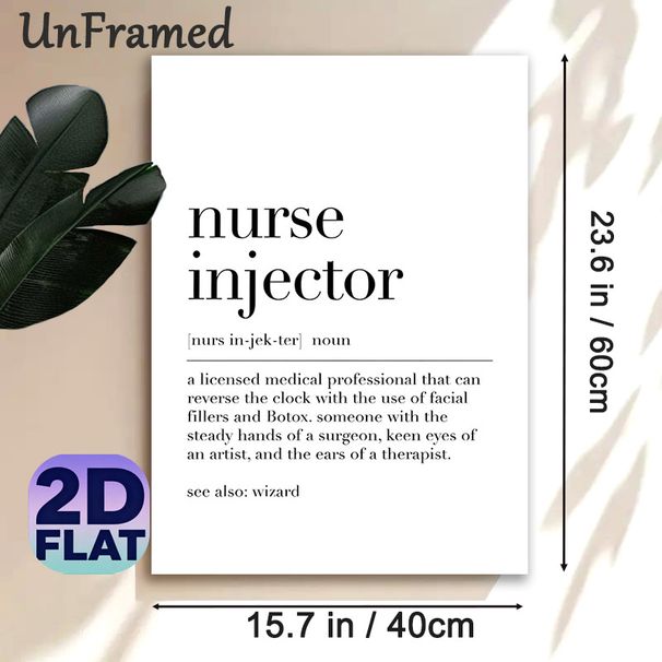 Nurse Injector Definition Painting Poster, Minimalist Black & White Text Art Poster, Honors Licensed Medical Injectors, Ideal For Medical Clinics And_maomaolike.com