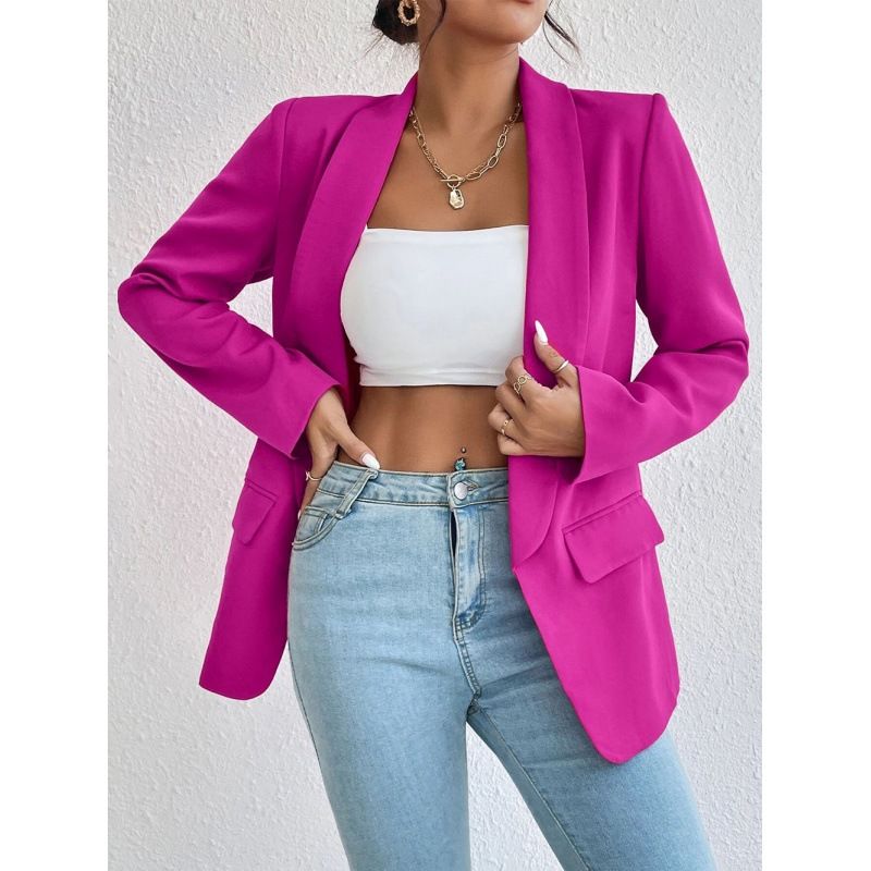 Women's Clothing autumn and winter solid color lapel small suit temperament commuter jacket_maomaolike.com