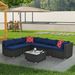 Patio Furniture PE Wicker & Tempered Glass Table_maomaolike.com
