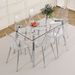 Table And Chair Set.51 * 31.5 Inch Silver Leg Glass Dining Table With 6 Transparent Dining Chairs: A Stylish Combination That Showcases Elegant Style._maomaolike.com