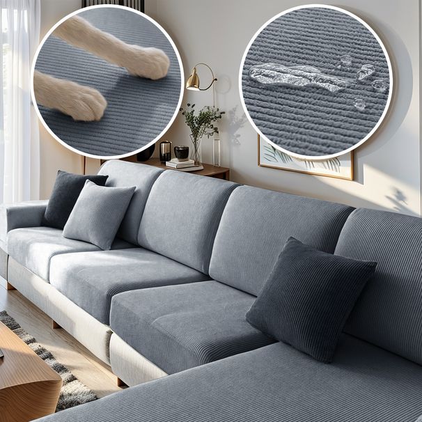 summer Cross-border Waterproof Fleece Cushion Cover, Solid Color Elastic Anti-cat Scratch Sofa Cover_maomaolike.com