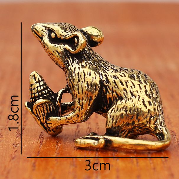 Brass Zodiac Corn Mouse Keychain Pendant Old Bronze Creative Street Vendor Decoration Wholesale_maomaolike.com