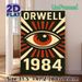 Orwell 1984 All-Seeing Eye Painting Poster, Vintage Retro Bold Graphic Poster, Eye-catching Literary Themed Decor Suitable For Home Study, Library And_maomaolike.com