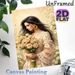 Lady With Roses Painting Poster, Soft-toned Romantic Art Poster, Gentle Lady Holding Blush Roses Surrounded By Daisies, Delicate Elegant Decor Piece_maomaolike.com