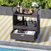 Outdoor Wicker Bar Cart Table Glass Tabletop,with Tempered Glass Top With 4 Universal Wheels For Patio, Porch, Garden, Backyard And Poolside_maomaolike.com