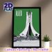 Alger Monument Painting Poster, Minimalist Graphic Style Landmark Poster With Bold Green Backdrop, Stylish Travel-inspired Decor Ideal For Living_maomaolike.com