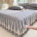 Pure Three-Piece Princess Style Full Cotton Single Piece Non-Slip Bed Sheet Set With Skirt Edge Dust Cover_maomaolike.com