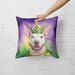 Bull Terrier King Of Mardi Gras Throw Pillow Machine Washable, Indoor Outdoor Decorative Pillow For Couch, Bed Or Patio, 18Hx18W_maomaolike.com