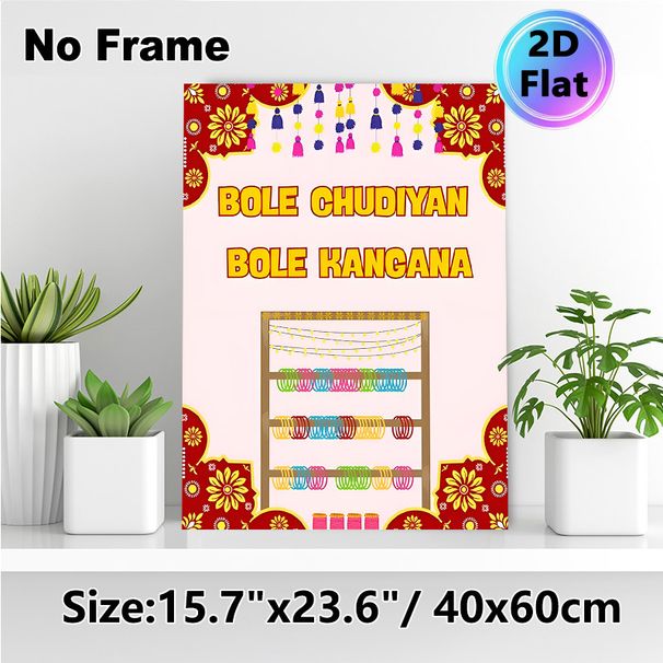 Indian Bole Chudiyan Themed Painting Poster, Vibrant Traditional Ethnic Style Poster, Festive Cultural Design With Colorful Bangles & Tassels, Ideal_maomaolike.com