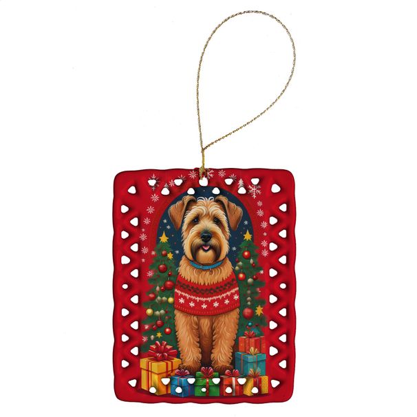 Wheaten Terrier Holiday Christmas Porcelain Ornament Christmas Tree Hanging Decorations For Home Christmas Holiday, Rectangle, Gift, Multicolor_maomaolike.com