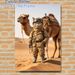 Desert Explorer Cat With Camel Painting Poster, Whimsical Realistic Desert Scene Poster, Unique Anthropomorphic Artwork Ideal For Home And Office_maomaolike.com