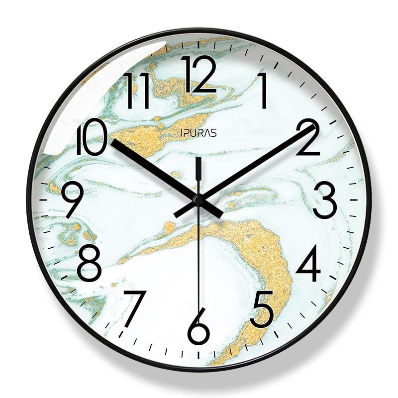 Yipula 8236 Nordic Simple Wall Marble Texture Living Room Silent Sweep Second Quartz Clock_maomaolike.com