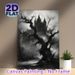 Gothic Haunted Castle Painting Poster, Monochrome Dark Gothic Style Poster, Mysterious Atmospheric Design With Twisted Bare Tree & Misty Spooky_maomaolike.com
