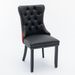 A&A Furniture Nikki Collection Modern Tufted Solid Wood Dining Chair Set, Velvet And PU Upholstered With Nailhead Trim, Black & Wine Red, 2-Piece Set_maomaolike.com