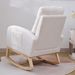 Modern Accent Rocking Chair Rocking Chair With Solid Wood Legs, Upholstered Nursery Glider Rocker, Comfy Armchair With Side Pocket, Living Room Lounge Arm Chair With High Backrest (White,teddy)_maomaolike.com