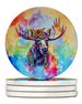 Hippie Animal Moose Large Sandstone Coasters Pack Of 4 Absorbent Round Coasters Decor Gifts For Men Or Women, 4 In, Multicolor_maomaolike.com