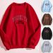 Women's Clothing 2024 autumn new round neck long sleeve letter women's casual outer wear plus velvet large size sweater tops women _maomaolike.com