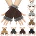 Unisex Fleece thickened half-finger gloves Warm short wrist cuff Knitted wool cuff furry gloves_maomaolike.com