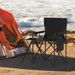 Oversized Camping Chair With Side Table And 2 Storage Pockets PU Coated Oxford Cloth For Camping, RV Trip Or Family Travel_maomaolike.com