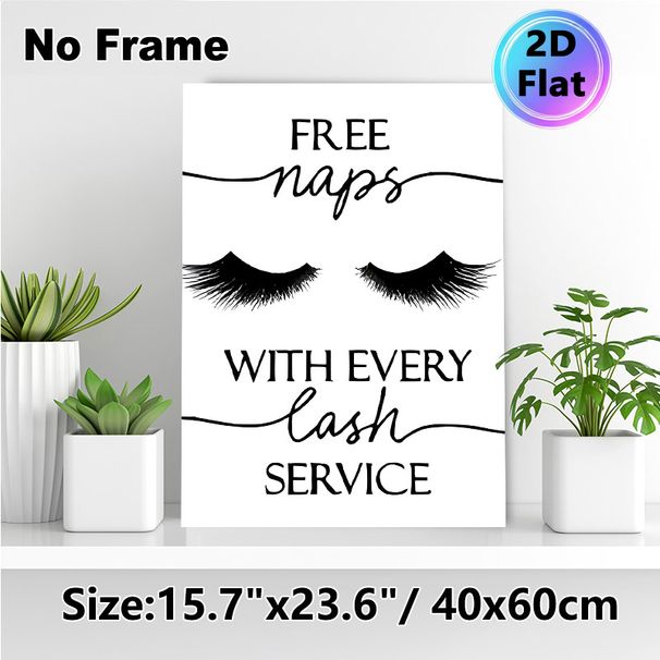Lash Service Humor Painting Poster, Minimalist Black-and-White Typography & Eyelash Graphic Poster, Witty Decorative Piece Suitable For Beauty Salons_maomaolike.com