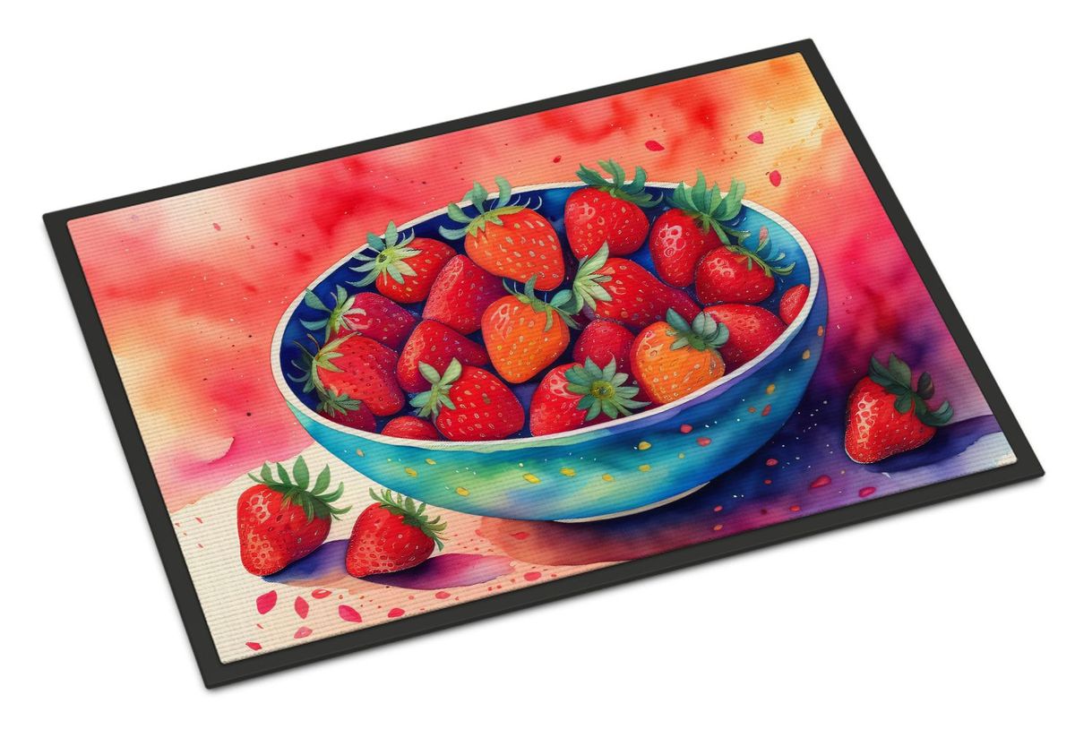 Colorful Strawberries Doormat Front Door Mat Indoor Outdoor Rugs For Entryway, Non Slip Washable Low Pile, 24H X 36W_maomaolike.com