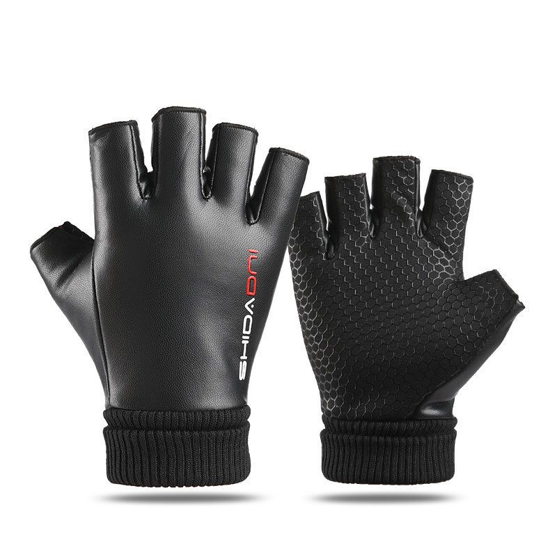 Men's Gloves Cycling sports gloves men and women autumn and winter plus velvet warm non slip touch screen flip cover leaking PU fishing gloves_maomaolike.com