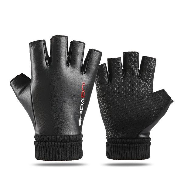 Men's Gloves Cycling sports gloves men and women autumn and winter plus velvet warm non slip touch screen flip cover leaking PU fishing gloves_maomaolike.com