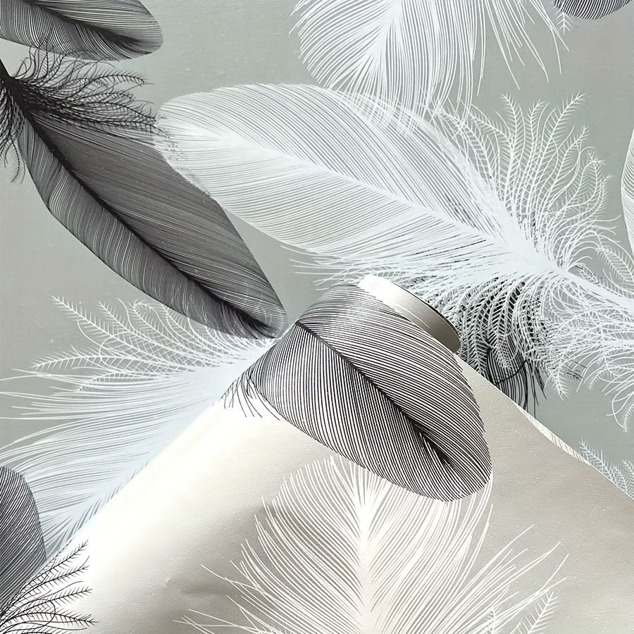 Gray Feather Wallpaper Bedroom Furniture Renovation TV Background Decorative Wall Stickers PVC Self-Adhesive Thickened_maomaolike.com