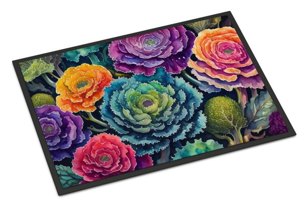 Ornamental Kale In Color Doormat Front Door Mat Indoor Outdoor Rugs For Entryway, Non Slip Washable Low Pile, 24H X 36W_maomaolike.com